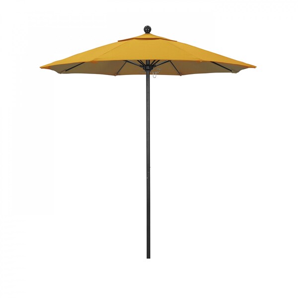 California Umbrella 7.5' Black Aluminum Market Patio Umbrella, Olefin Lemon 194061334737 - main